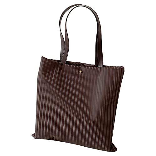 Taschen Häkeln Wolle 2022 Frauen Newsolid Color Einfache Umhängetasche aus PU- mit großer Kapazität Taschen Set (Brown, One Size)