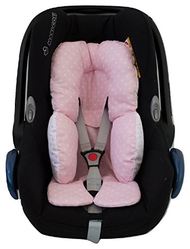 Cojín Reductor Universal Grupo 0 – Reversible – Silla de Coche – Silla de paseo - Color Estrellas Rosa – Fabricado en Piqué - Handmade - Hecho en España