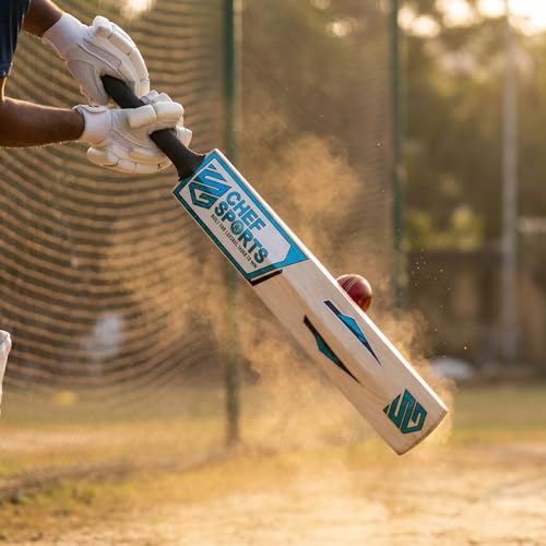 Image of Chef Sports Grade 1 Kashmir Willow Cricket Bat | Thick Edges & Big Sweet Spot | Balanced Bat for Powerful Stroke Play & Control | Season Ball