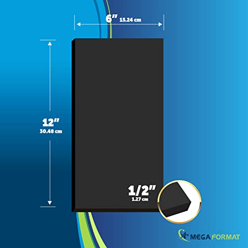 Image of Mega Format Expanded PVC Plastic Sheets - 6 inch X 12 inch Rigid Black Sheet for Crafts, Signage, & Displays - Sintra, Celtec PVC Board - Waterproof for Outdoors Use - 1 /2 inch 12mm Thick - 1-Pk-Black