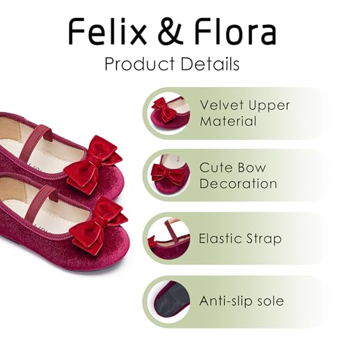 Image of Felix & Flora Toddler Flower Girl Dress Shoes - Girl Ballet Flats Party School Shoes Wedding