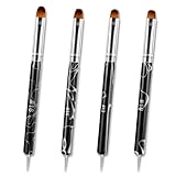 4pcs 2 Way Nail Art Brush with Dotting French Nail Brush Set French Gel Acrylic Nail Art Brush Professional Manicure Tool for Nail Arts Detailed Design Manicure Cuticle Clean up (10#, 12#, 14#, 16#)