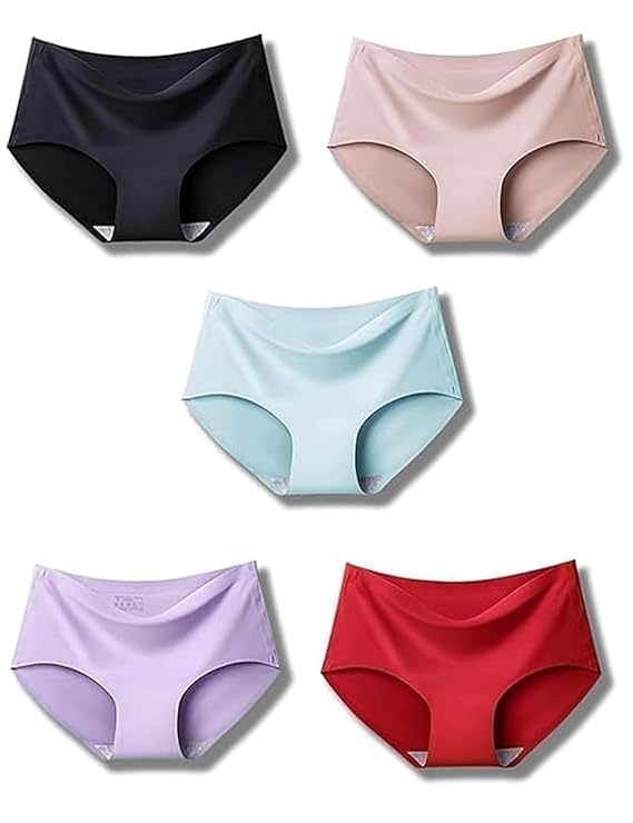 bilanora Women’s Ice Silk Seamless Mid Rise No Show Panties | Laser Cut Invisible Hipster Underwear | Smooth Stretch (Pack of 5)-picture-18