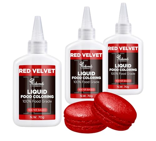 Lebensmittelfarbe Flüssige, Roter Samt Lebensmittel Farben Set für Kuchen Backen, Macaron, Kekse, Food Coloring Lebensmittelfarben für Kuchendekoration, Flüssig zum Färben von Getränken(70gx3)