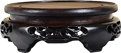 JOMRTS Home Office Decoration Bonsai Base, Round Practical Wooden Pedestal for Teapot, Vase, Potted Plants, Odd Stone, Oriental Furniture Wooden Display Stand (A Color NO.7 Inner Diameter 28cm/11in)