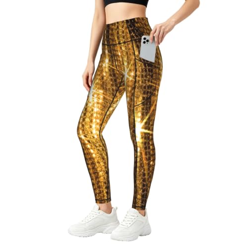Leggings de descanso con lentejuelas doradas EnkzpoHen pantalones de yoga cómodos