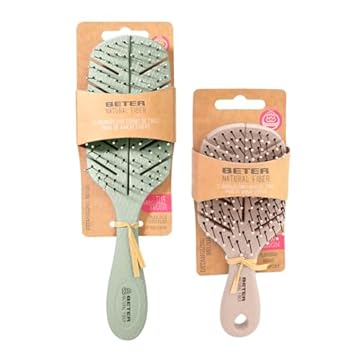 Beter – PACK Spazzola per capelli scheletrici Natural Fiber - Spazzola capelli donna in fibra di grano – spazzola districante + mini spazzola, ideale per i viagg - Per capelli lisci, ricci e fini