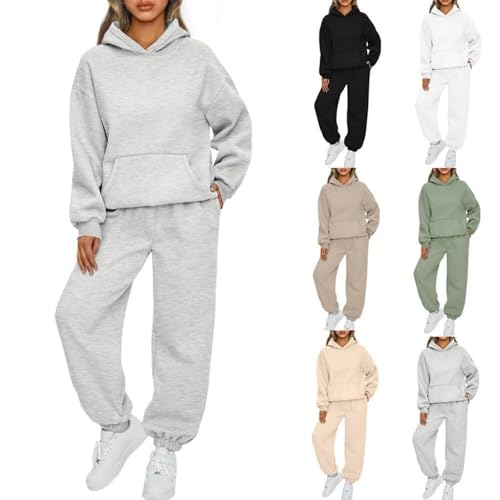 Lockenstab Damen Hausanzug Mit Kapuze 2 Teile, Damen Jogginganzug Set Sweatshirt Mit Hose Elegant Freizeitanzug, Sport Hosenanzug Langarm Hoodie Damen Hausanzug(Hellgrau,S) Lockenstab Damen Hausanzug Mit Kapuze 2 Teile, Damen Jogginganzug Set Sweatshirt Mit Hose Elegant Freizeitanzug, Sport Hosenanzug Langarm Hoodie Damen Hausanzug(Hellgrau,S)