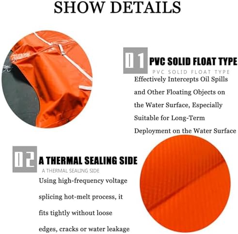 Floating Oil Containment Boom - 10m/32.8ft DIY Flood Control Barrier, H90cm/35.4inch - Effective Oil Spill & Water Pollution Prevention Solution