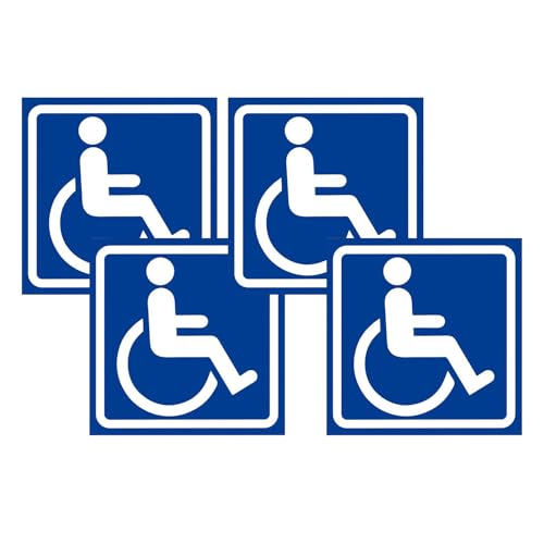 Pegatina para discapacidad de coche | Lote de 4 pegatinas impermeables autoadhesivas, para coche, señalización de discapacidad, para aparcamiento, hotel, casa, patio trasero, patio trasero, patio
