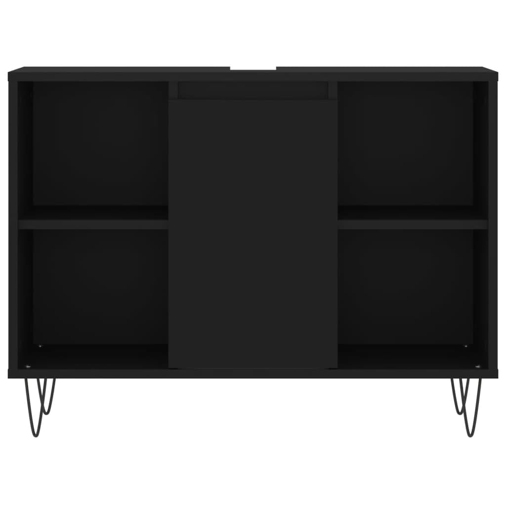 Homgoday Meuble de salle de bain en bois d'ingénierie noir 80 x 33 x 60 cm, armoire de salle de bain, buffet, coiffeuse, toilettes, espace de rangement pour douche, organisateur à la maison, type 4