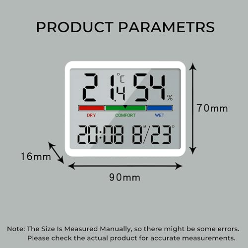 Image of DeWire 3-in-1 Digital Hygrometer Thermometer Alarm Clock - Smart Room Monitor with Comfort Indicator, Date & Time Display, Multiple Mounting Options for Home, Office, kids Room - White