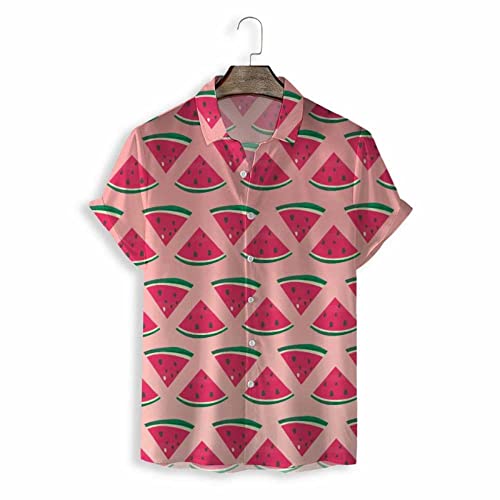 Chemise hawaïenne pastèque aux finitions soignées pour tenue décontractée