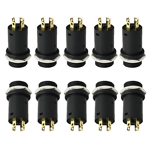 RLECS 10pcs 3.5mm Mini Stereo Female Jack Socket Plug with Nut, 3.5MM Mini Stereo Panel Mount Jack Solder Connector 4-Pole Gold-Plated, 3.5 mm Headphone Audio Jack
