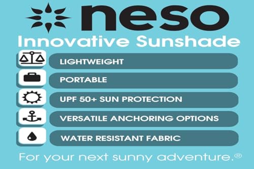 Image of Neso Grande Portable Beach Tent Sun Shelter - Lightweight Beach Shade Canopy - Easy Setup for Family Outings - Patented Reinforced Corners - UPF 50+ Sun Protection - 7ft Tall, 9 x 9ft