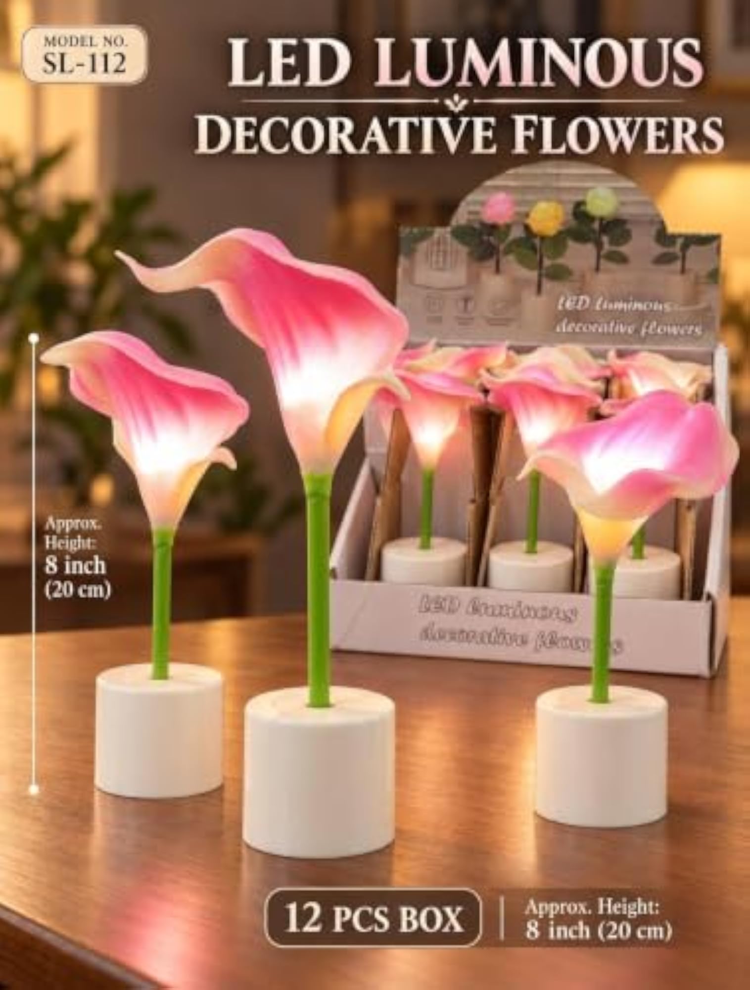 8 Inch LED Luminous Decorative Flowers