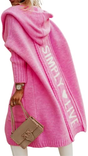 Womens Trendy Cardigan Winter 2023 Plus Size Open Front Long Sleeve Casual Chunky Knit Outerwear with Pockets