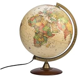 Lamparas Antiguas Valor Interkart Globo terraqueo Iluminado 30cm, Pie de Madera, Cartografía en el Estilo Antiguo, Idioma español