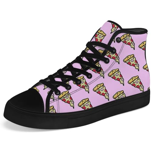 Pizza High Top Canvas Shoes for Men Women High Top Sneakers Lace Up Casual Shoes Gifts for Boyfriend Girlfriend