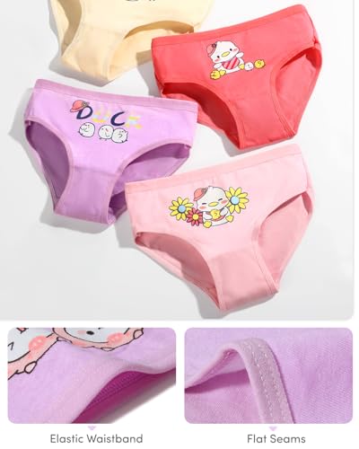 Charmi Mädchen Unterhosen Slips Unterwäsche Baumwolle 12er-Pack Katze-Einhorn-Ente 122-128 (Herstellergröße L)
