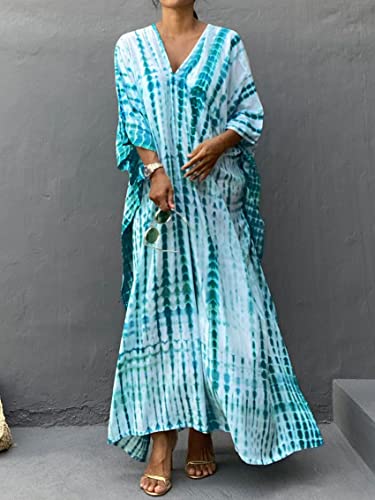 Image of Kaftan Dresses for Women Plus Size Summer Beach Dress with Print and Swim Cover Ups
