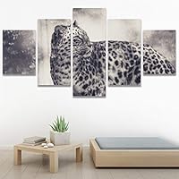 SIGNWIN 5 Panel Canvas Wall Art Animals Cheetah Closeup Contemporary Expressive Modern Artwork for Home Decorations Ready to Hang - 60