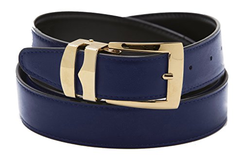 Reversible Belt Bonded Leather with Removable Gold-Tone Buckle NAVY BLUE/Black