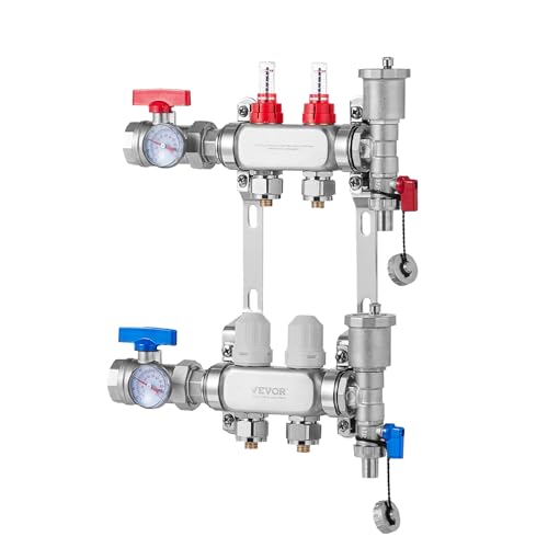 Vevor 2-BRANCH RADIANT HEAT MANIFOLD 1/2 Inch Pex Tubing Manifold, Stainless Steel Pex Manifold For Hydronic Radiant Floor Heating thumb #9