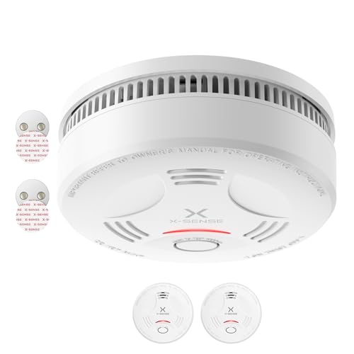X-Sense Détecteur de Fumée avec Batterie Scellée 10 Ans, Pad Adhésif Magnétique, Détecteur d'Incendie avec Support Magnétique, Conforme à la Norme...