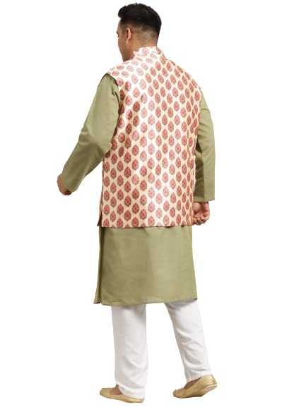 Image of SOJANYA (Since 1958, Men's Silk Blend Grey Kurta Pyjama & Silk Blend Jacket Combo