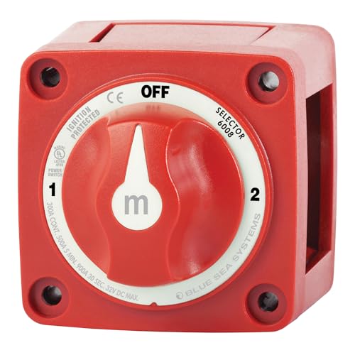 Image of Blue Sea Systems 3‑Position Mini Battery Switch, Red, 6008 m‑Series