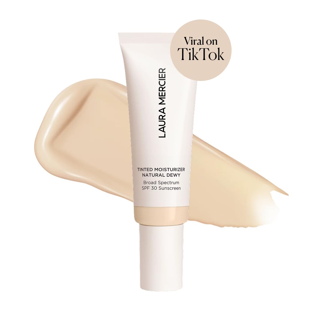 Laura Mercier Tinted Moisturizer Natural Dewy with SPF 30: 24HR+ Hydration, Long Lasting, Sheer to Light, Buildable Coverage, Dewy Finish, Improve Skin Tone and Texture, Skin Tint - Image 2