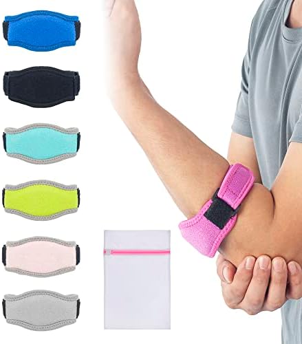 360 RELIEF Tennis & Golfers Elbow Support Brace - Padded Adjustable Strap for Men & Women | Pain Relief Injury Tendonitis Arthritis Basketball Weightlifting | Single Rose Pink with Mesh Laundry Bag