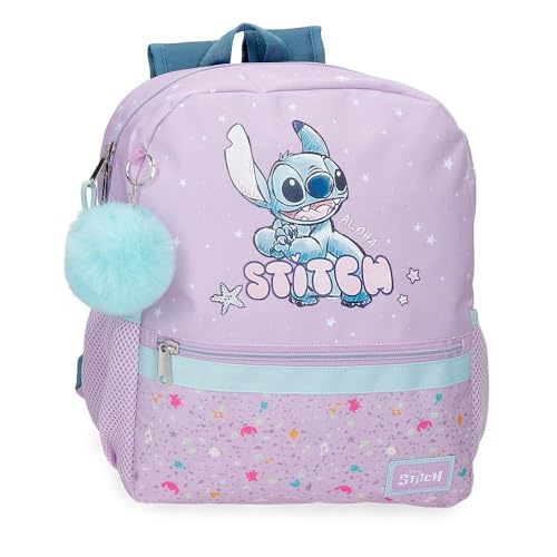 Sac à dos école Stitch solide en polyester avec poche avant pratique