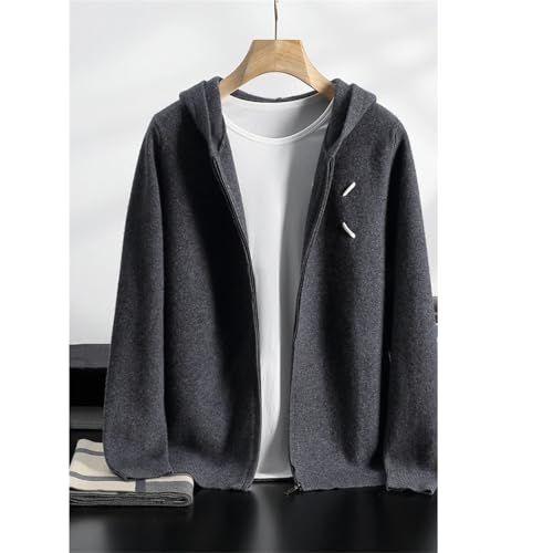 Mens Thick Cardigan Hooded Zippers Sweater Casual Air Layer Outerwears 100 Percent Cashmere Knitwear Winter Top4