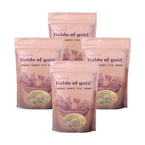Image of PRISTINE Fields of Gold Organic Basmati Rice (Brown), 1kg Each (Pack of 4)