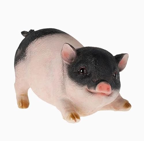 EatingBiting 26,9 cm große Gartenfigur Schwein Sammlerstück Kunst Dekor Skulptur Home Ornament Landschaft Neugieriges Schwein Kunst für Innen- und Außendekoration, Grabharz Rasenfigur Terrasse Cover