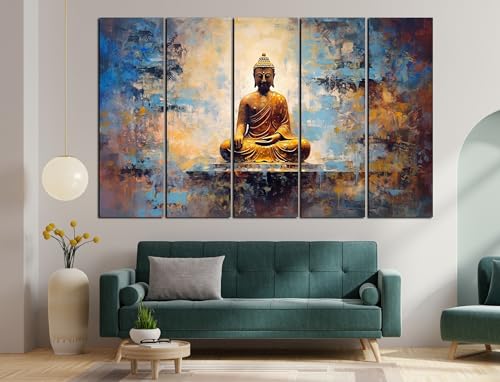 Image of CN RETAILS Lord Budha Beautiful flowers painting with frame Big Size(48x30) Wall art for living room,Bedroom,Drawing room,Hotels-Wooden Framed-Digital Painting ss04 07