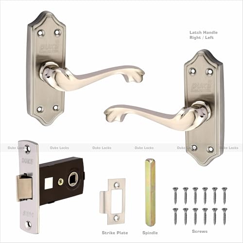 Image of Duke Lock Stainless Steel Baby Mortice Set 2004 SS for Main Door, Kitchen, Bedroom, Office, Brass Latch Body with Premium Design Stainless Steel Color 100 MM (5 INCH)
