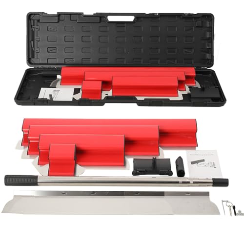 CDZHLTG Spatule Enduit Lissage Kit Lame à Lisser en Acier Inoxydable pour Plaquiste, 40cm, 60cm, 80cm Lame à Lisser et 25cm Spatule de Surface Courbée, Pour Les Murs et Les Plafonds