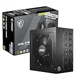 MSI MAG A750GL PCIE5 Power Supply Unit, 750W, 80 Plus Gold, Fully Modular, ATX 3.0, PCIe 5.0 GPU Support, 120mm FDB Fan, Full-Bridge LLC, Flat Black Cables - 7 Year Warranty