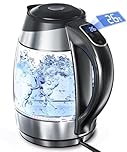 AUSELECT Electric Kettle - 1.8L Glass Kettle with Temperature Control, 2200W Fast Boiling Water Kettles for Coffee & Tea, Quick Water Boiler with Auto Shut-Off & Boil Dry Protection for Kitchen & Home