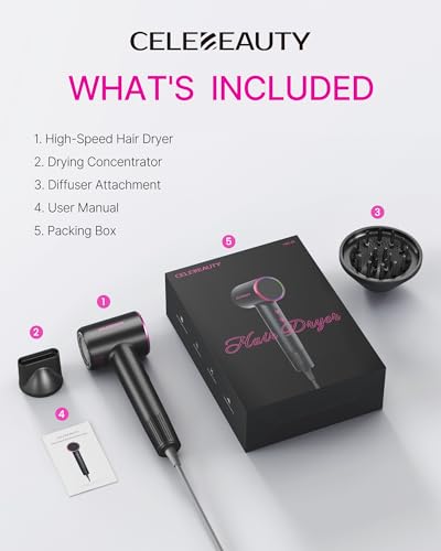 Image of Hair Dryer Blow Dryer with Magnetic Diffuser & Nozzle, 110000 RPM Brushless Motor Ionic Hairdryer for Fast Drying & Frizz Control, Lightweight Low Noise Blowdryer for Home Travel, All Hair Types
