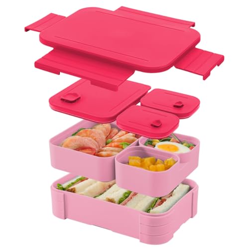Image of YELONA Lunch Box + Tumbler Combo for Office & School | BPA Free Leakproof Bento Lunch Box with Compartments | 350ml Stainless Steel Insulated Coffee Mug - Rose Pink