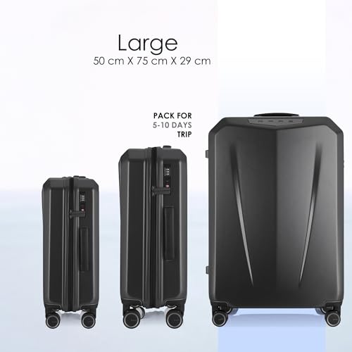 Image of Rare Rabbit Gallardo Large Size Matte Grey Hard Trolley Bag Polycarbonate Antiscratch Travel Suitcase with 8 Silent Wheels and a Sturdy TSA Lock - Luggage for Men & Women