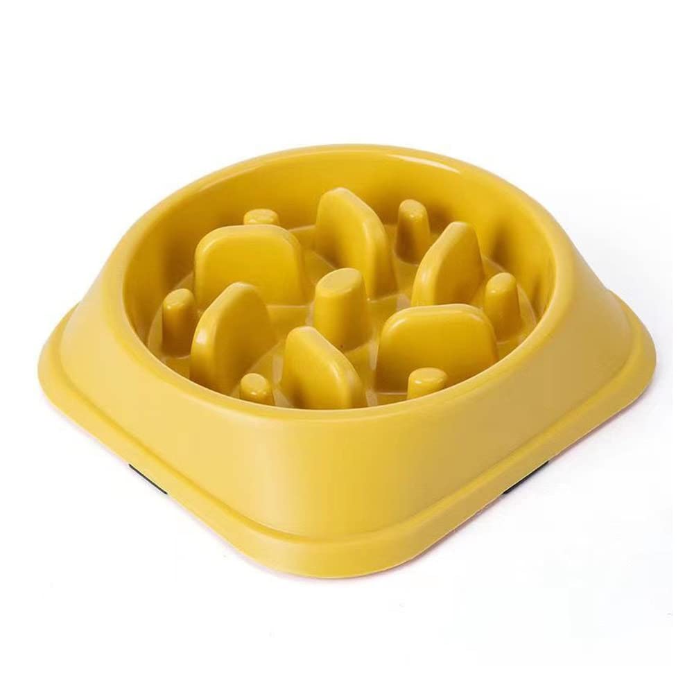 MILIWAN Comederos para Perros Antivoracidad Comedero Perro Antideslizante Alimentación Lenta para Mascotas Pequeñas, Medianas y Grandes (Amarillo)