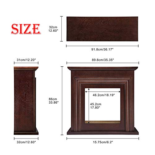 Antarctic Star 36'' Electric Fireplace With Mantel Package Freestanding Fireplace Heater Corner Firebox With Log & Remote Control, Adjustable Flame 750-1500W, Walnut Brown #TOP2