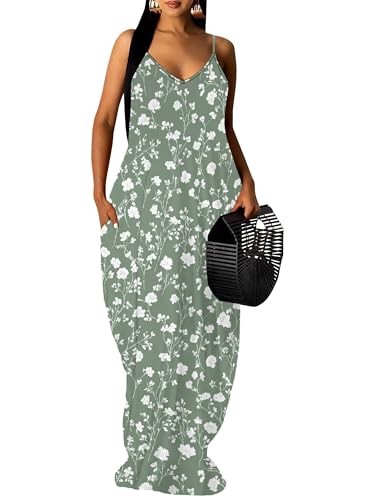 Image of SUZONANA Women Plus Size Summer Maxi Dress Spaghetti Strap Loose Sundress