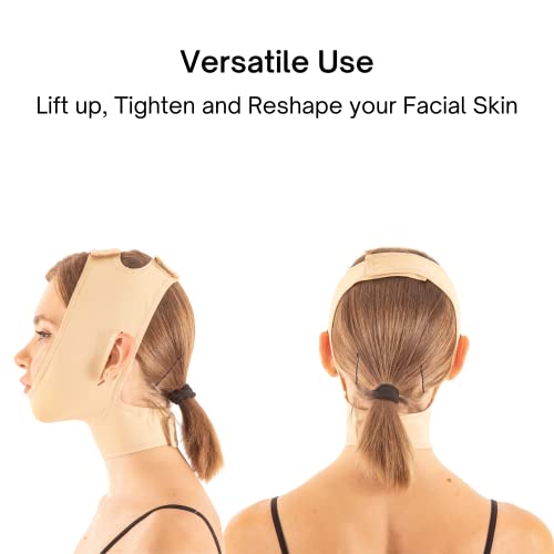 Chin Compression Garment, Chin Strap Band Face Lift, Chin Lift Band, Neck Cover Face Compression (M, Beige) #TOP4