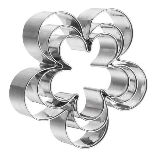 sourcing map 3pcs Rose Cookie Cutter Set Assorted Sizes Stainless Steel Veining Flower Sugar Paste Petal Cutters Mould for Pastry Fondant Cake Cookie